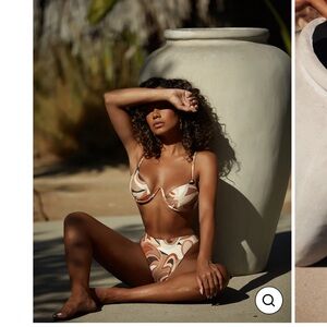 Same Swim V Underwire and Ruched Bottom Bikini XS Desert Geo